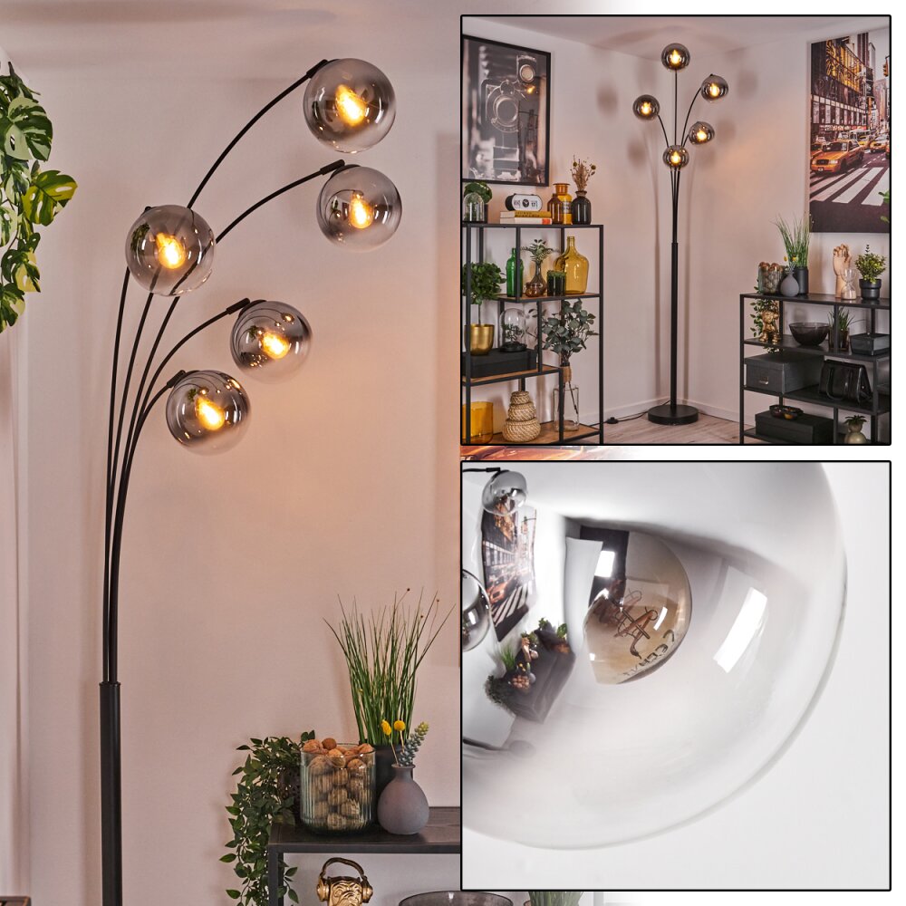 Gastor Lampadaire Chrome, Clair, Fumé, 5 lumières main product photo