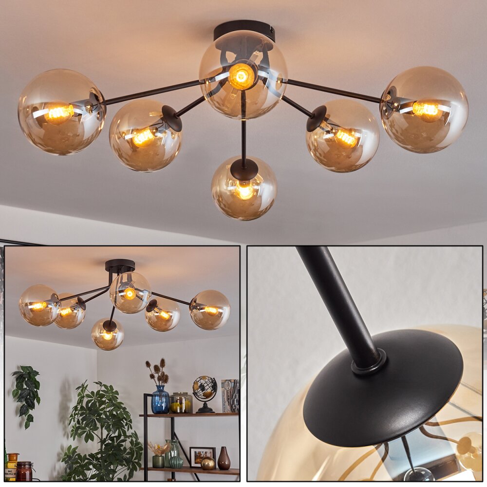 Gastor Plafonnier 74 cm Ambre, Clair, 6 lumières main product photo