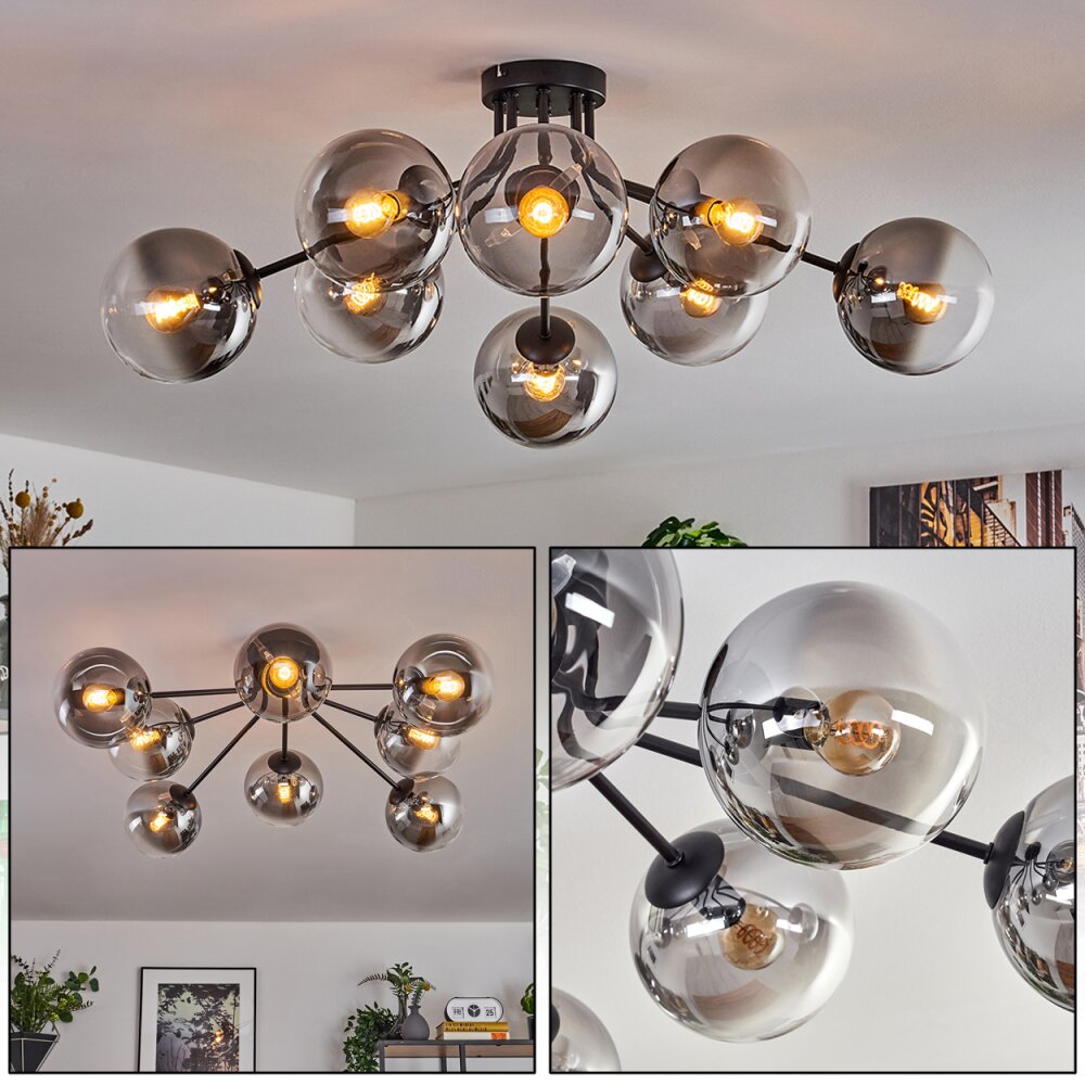 Gastor Plafonnier 87 cm Clair, Fumé, 8 lumières main product photo