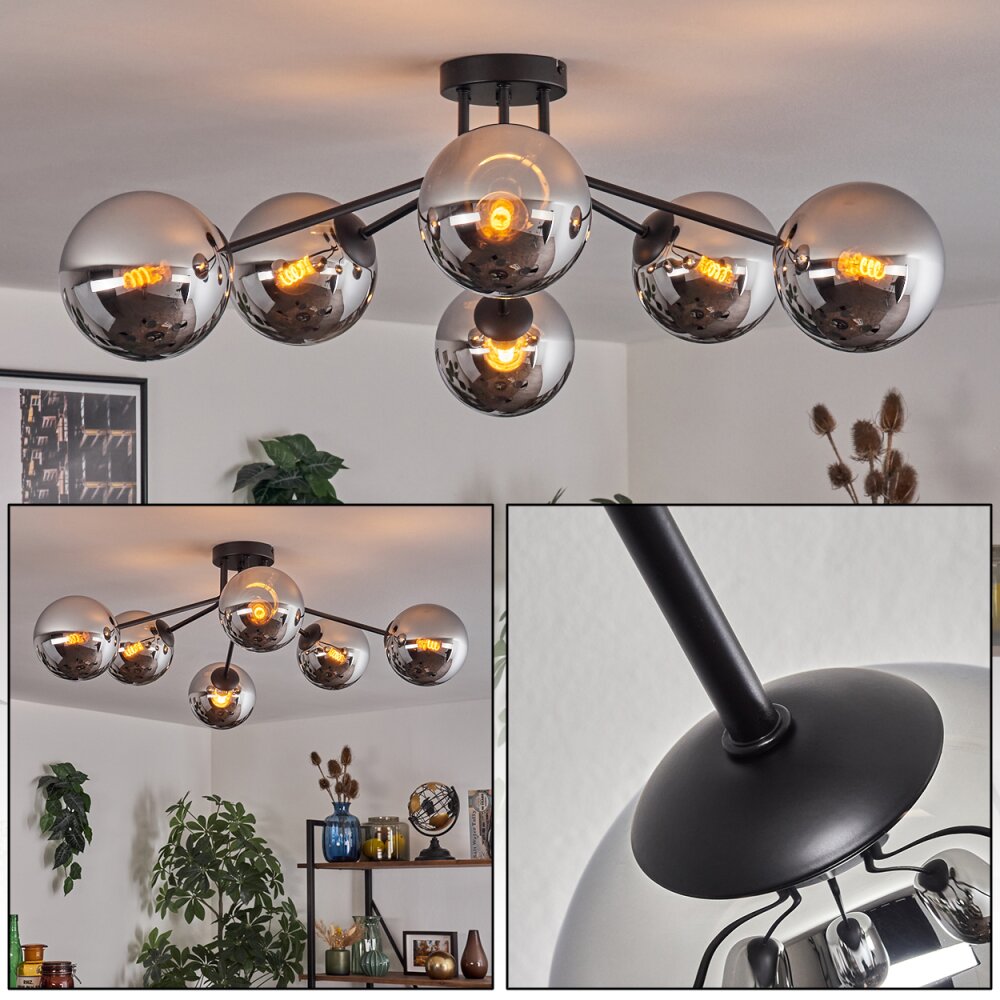 Gastor Plafonnier Chrome, Fumé, 6 lumières main product photo