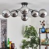 Gastor Plafonnier Chrome, Fumé, 6 lumières