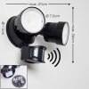 Applique murale d'extérieur Emmerlev LED Noir, 2 lumières, Détecteur de mouvement