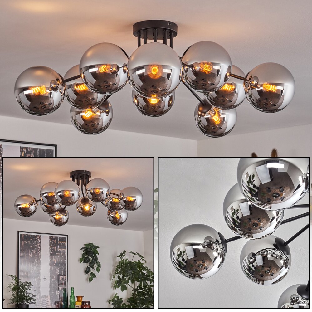 Gastor Plafonnier 83 cm Chrome, Fumé, 10 lumières main product photo