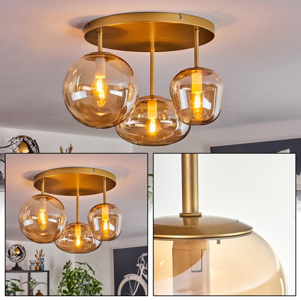 Zernez Plafonnier Or, 3 lumières main product photo