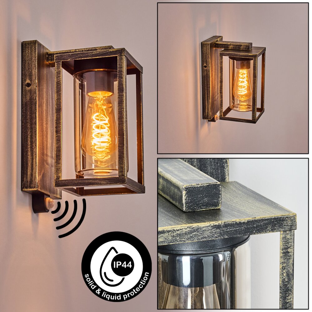 Portalis Lampe murale d´extérieur Or, Noir, 1 lumière, Détecteur de mouvement main product photo