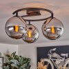 Gastor Plafonnier, Boule lumineuse Chrome, Fumé, 3 lumières