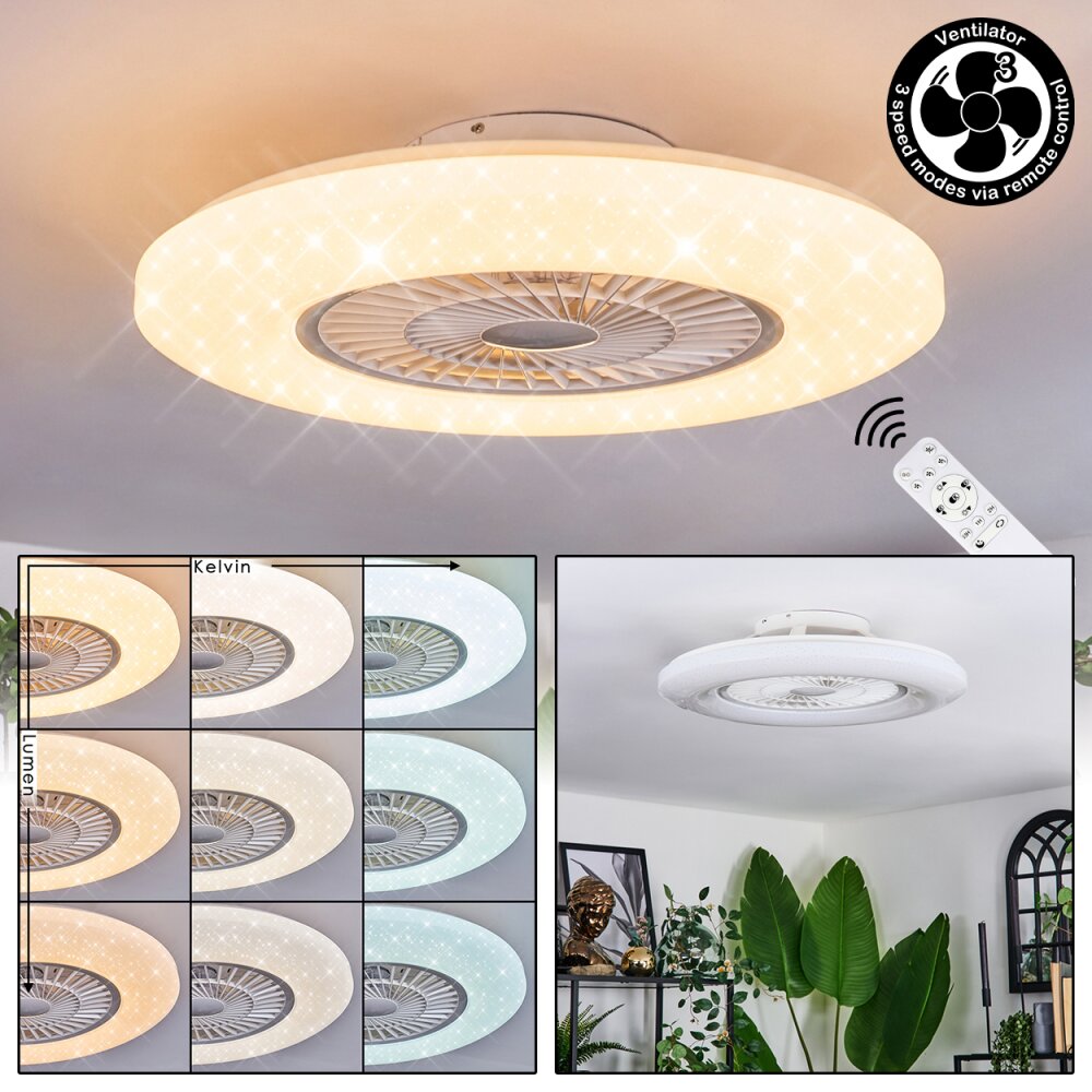 Benesal Plafonnier, Ventilateur de plafond lumineux Blanc, 1 lumière, Télécommandes main product photo