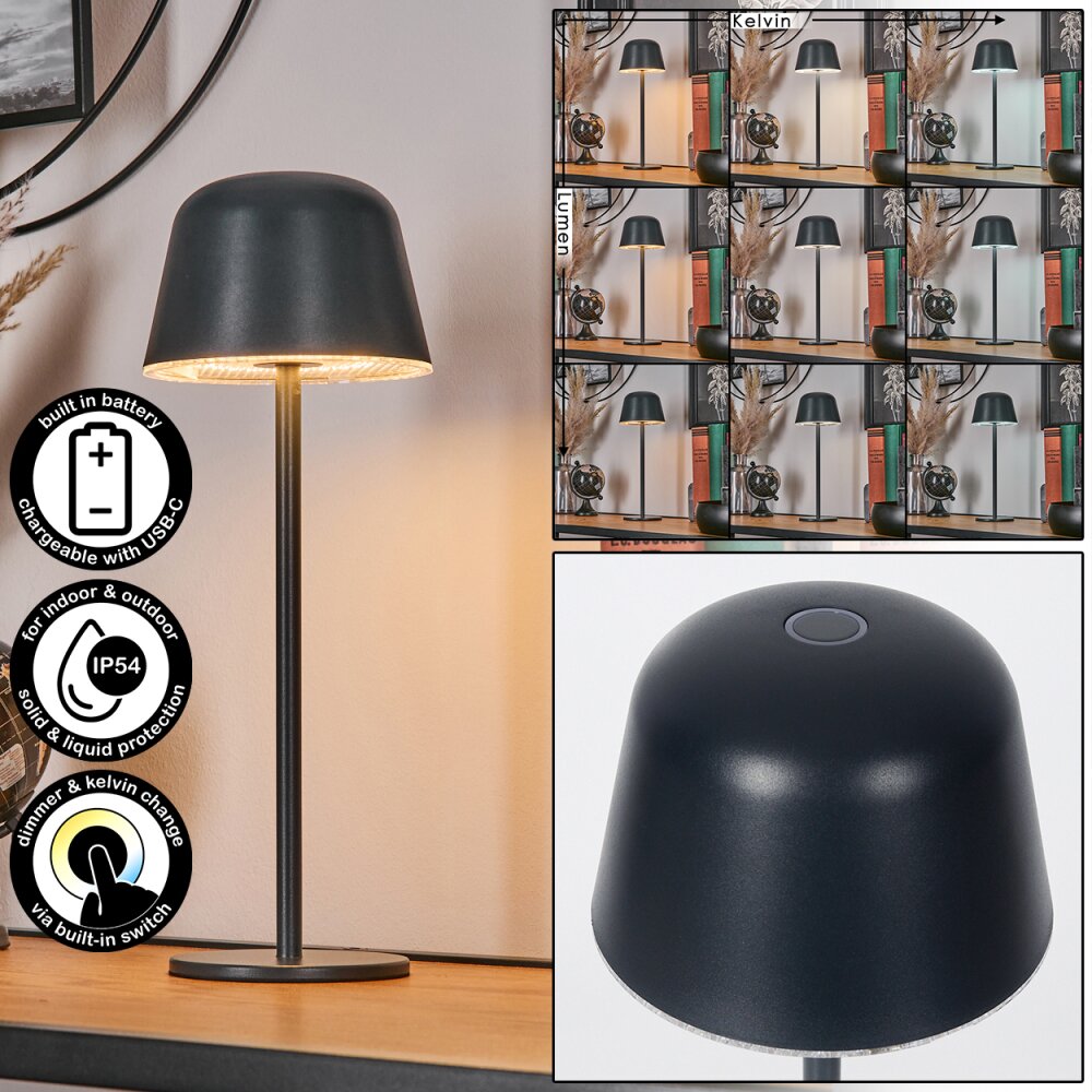 Asen Lampe de table d'extérieur, Lampe à poser LED Noir, 1 lumière main product photo