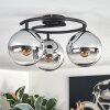 Gastor Plafonnier, Boule lumineuse 37 cm Chrome, Clair, Fumé, 3 lumières