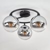 Gastor Plafonnier, Boule lumineuse 37 cm Chrome, Clair, Fumé, 3 lumières