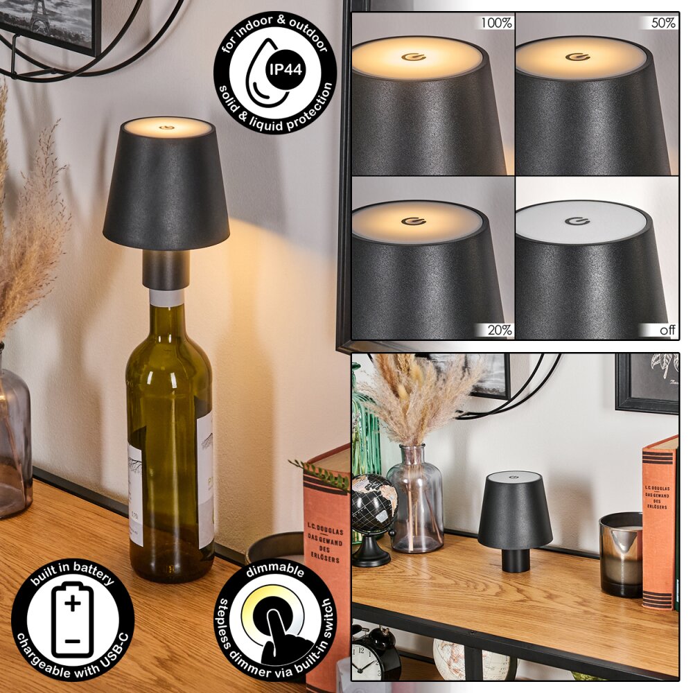 Salgadinho Lampe de table d'extérieur, Lampe à poser LED Noir, 1 lumière main product photo