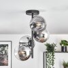 Gastor Plafonnier, Boule lumineuse Chrome, Clair, Fumé, 4 lumières