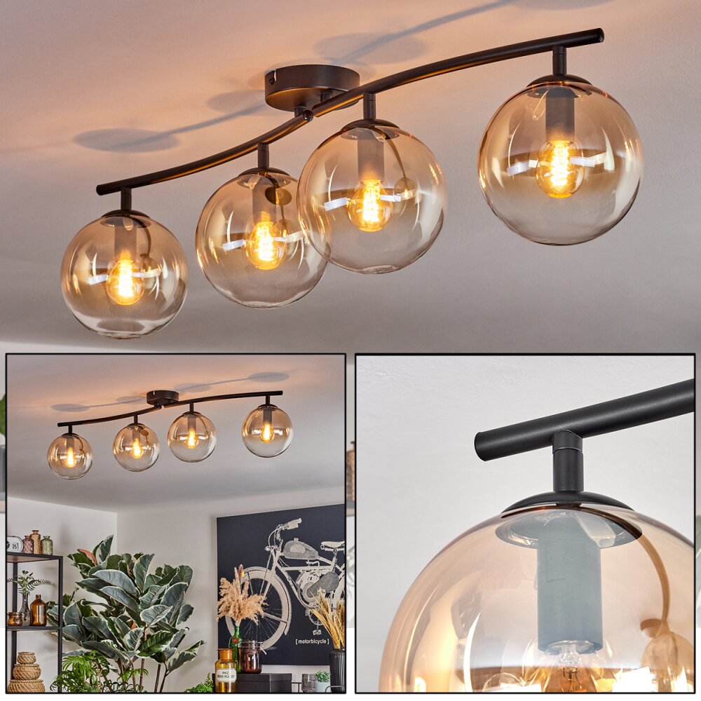 Gastor Plafonnier, Boule lumineuse Ambre, Clair, 4 lumières main product photo