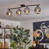 Gastor Plafonnier, Boule lumineuse Chrome, Clair, Fumé, 4 lumières