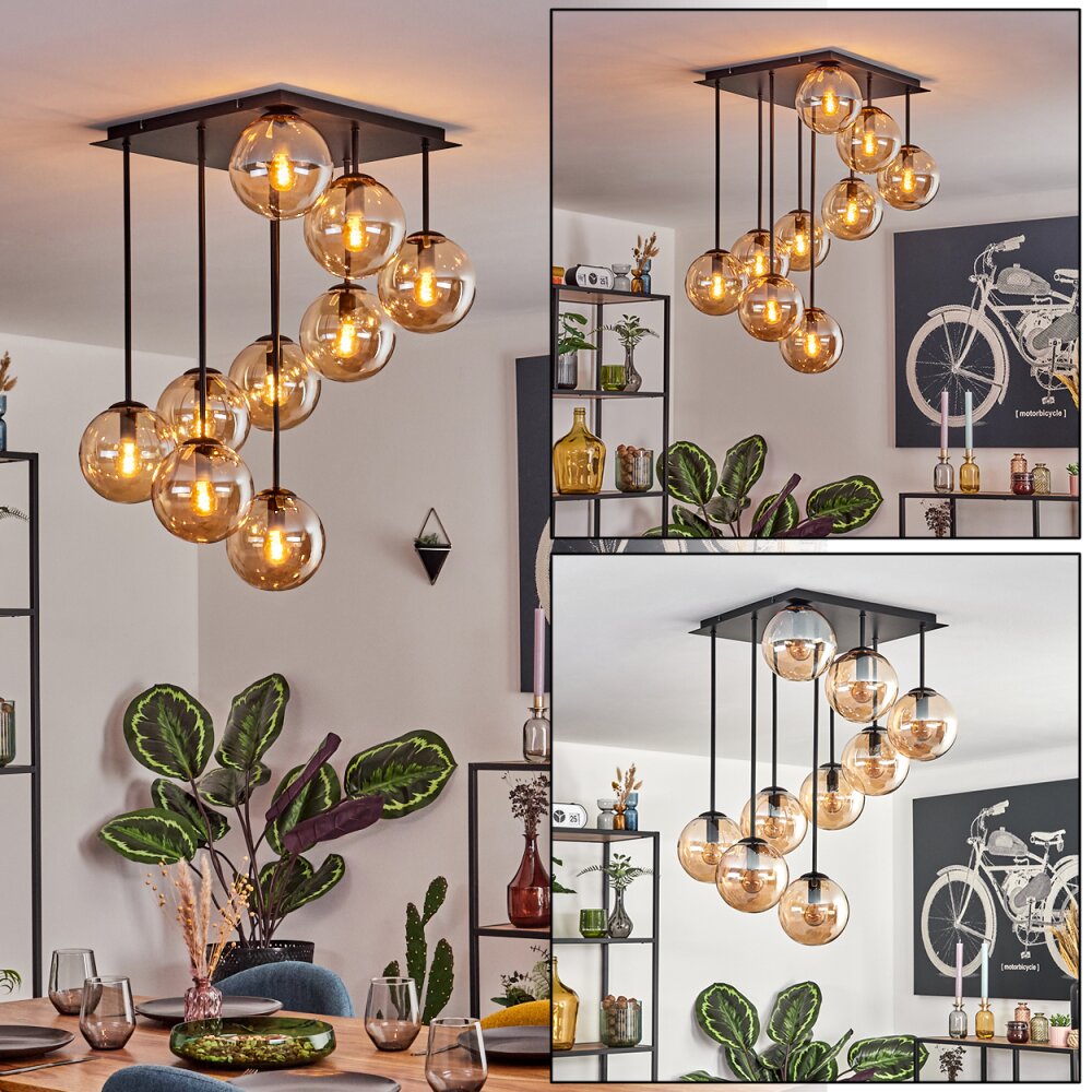Gastor Plafonnier, Boule lumineuse Ambre, 9 lumières main product photo