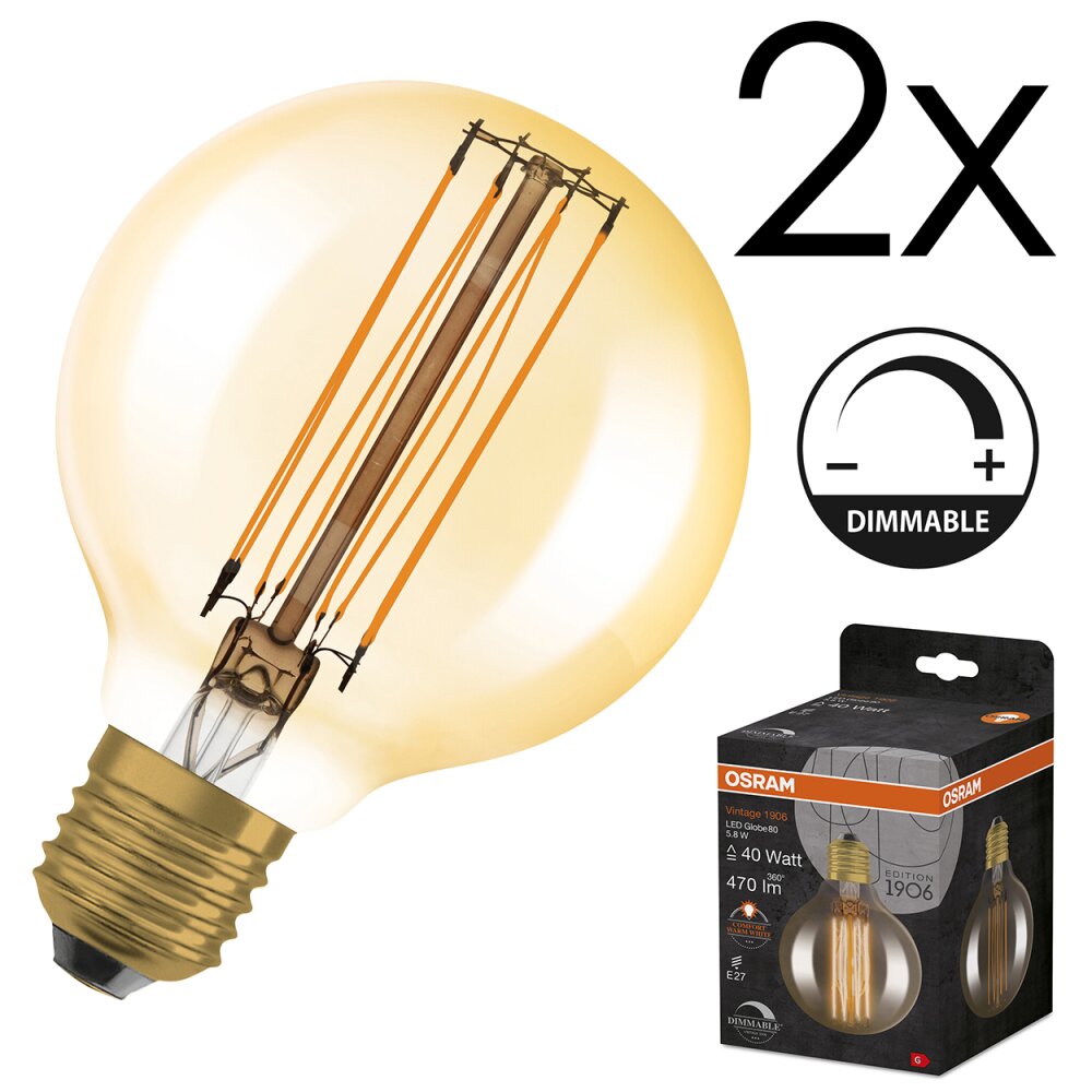 E27 LED 5.8 Watt blanc chaud dimmable 470 Lumen main product photo