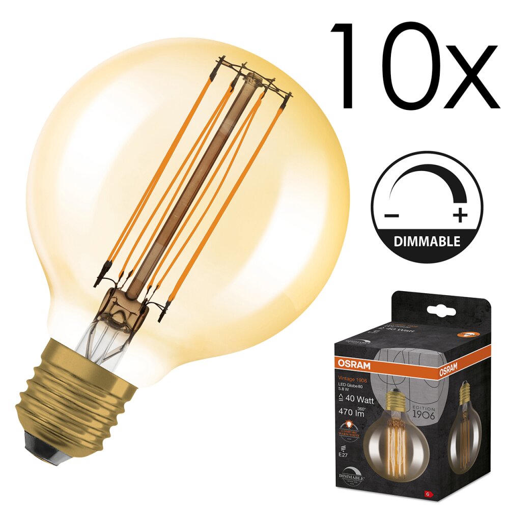 E27 LED 5.8 Watt blanc chaud dimmable 470 Lumen main product photo