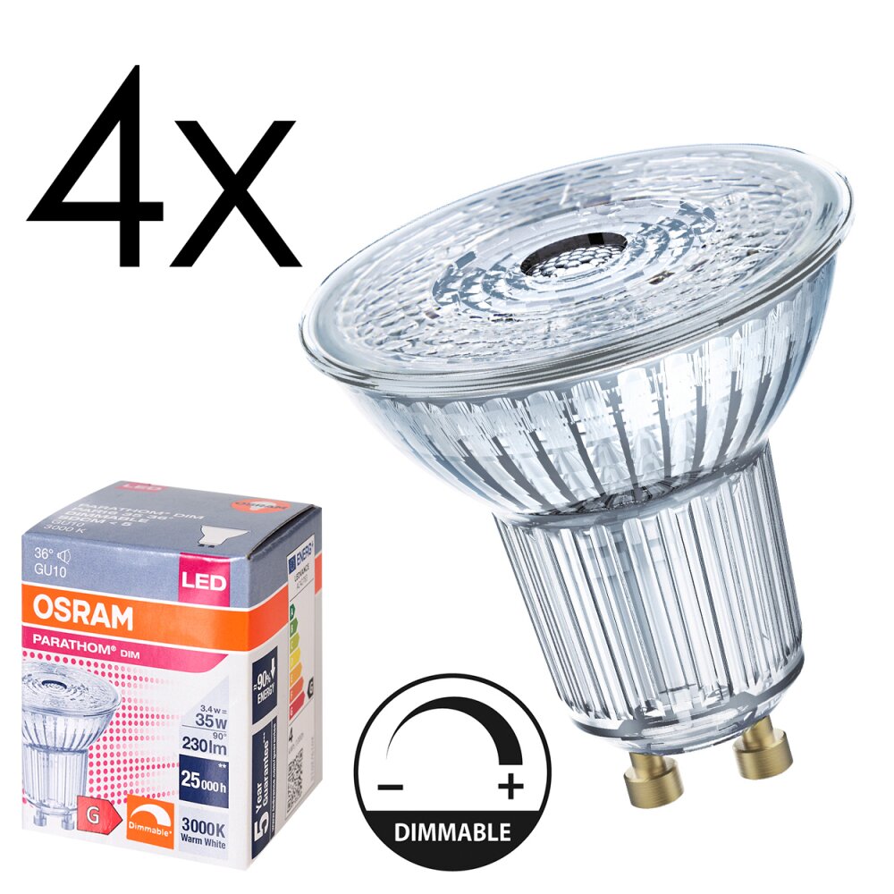 GU10 LED 3.4 Watt blanc chaud dimmable 230 Lumen main product photo