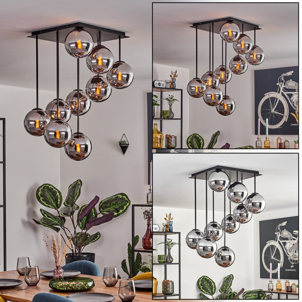 Gastor Plafonnier, Boule lumineuse Chrome, Fumé, 9 lumières main product photo