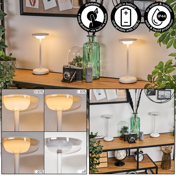 Baigorrita Lampe de table d'extérieur, Lampe à poser LED Blanc, 1 lumière