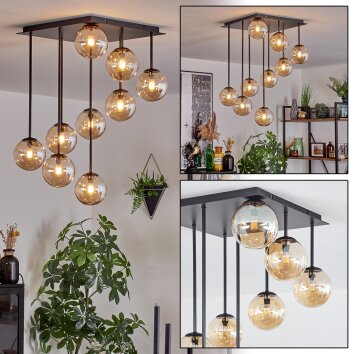 Chehalis Plafonnier, Boule lumineuse Ambre, 9 lumières Chehalis Plafonnier, Boule lumineuse Ambre, 9 lumières