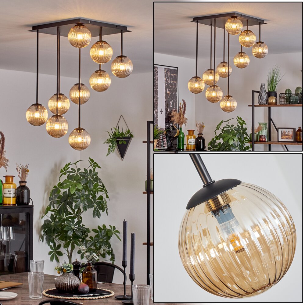 Chehalis Plafonnier, Boule lumineuse Ambre, 9 lumières main product photo