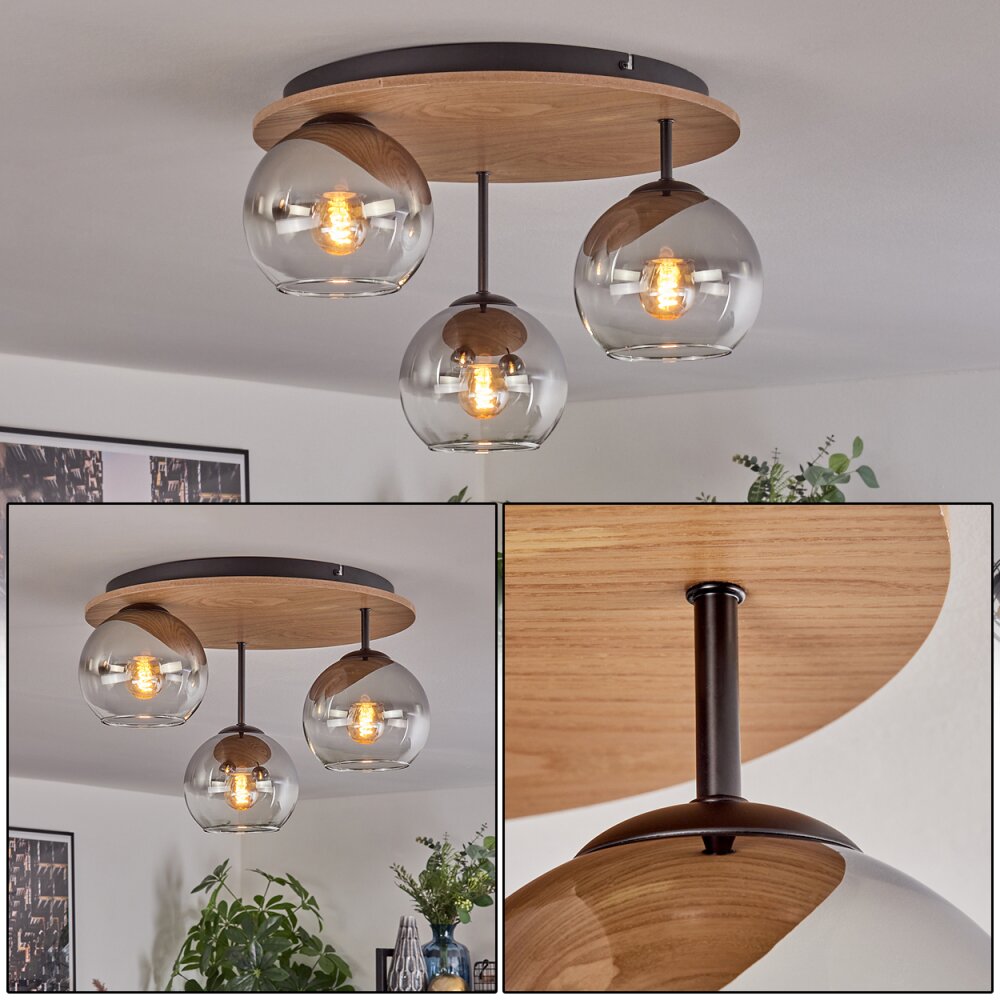 Koyoto Plafonnier, Boule lumineuse Écru, Noir, 3 lumières main product photo