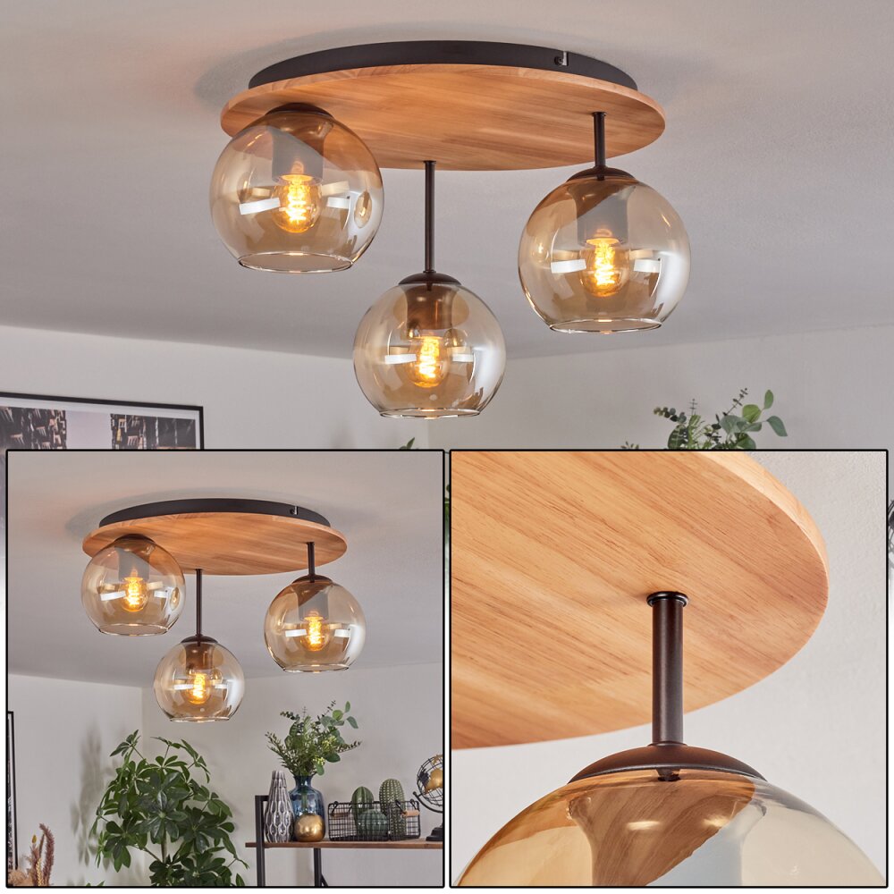 Koyoto Plafonnier, Boule lumineuse Écru, Noir, 3 lumières main product photo