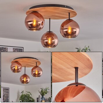 Koyoto Plafonnier, Boule lumineuse Écru, Noir, 3 lumières Koyoto Plafonnier, Boule lumineuse Écru, Noir, 3 lumières
