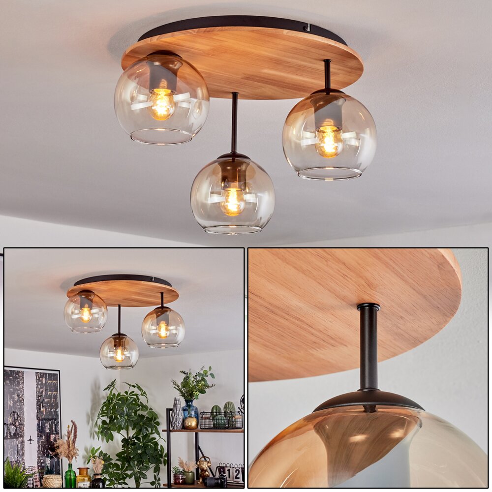 Koyoto Plafonnier, Boule lumineuse Écru, Noir, 3 lumières main product photo
