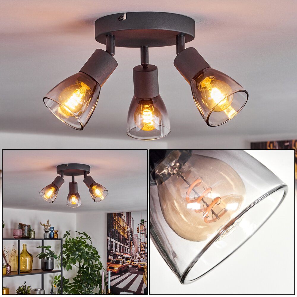 Medelim Plafonnier Clair, Fumé, 3 lumières main product photo