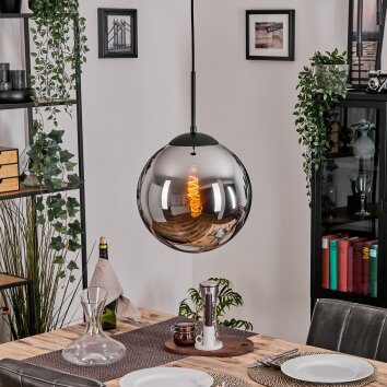 Gastor Suspension, Boule lumineuse Chrome, Fumé, 1 lumière Gastor Suspension, Boule lumineuse Chrome, Fumé, 1 lumière