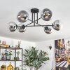 Gastor Plafonnier, Boule lumineuse 80 cm Chrome, Clair, Fumé, 6 lumières