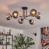 Gastor Plafonnier, Boule lumineuse 80 cm Chrome, Clair, Fumé, 6 lumières