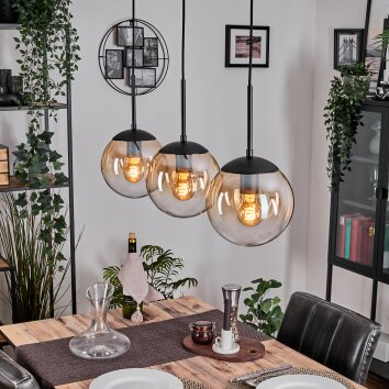 Gastor Suspension, Boule lumineuse Ambre, Clair, 3 lumières Gastor Suspension, Boule lumineuse Ambre, Clair, 3 lumières