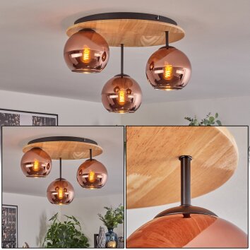 Koyoto Plafonnier, Boule lumineuse 40 cm Écru, Noir, 3 lumières Koyoto Plafonnier, Boule lumineuse 40 cm Écru, Noir, 3 lumières