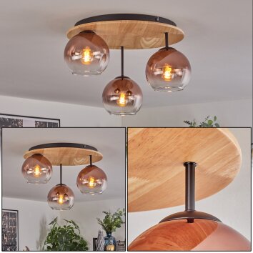 Koyoto Plafonnier, Boule lumineuse 40 cm Écru, Noir, 3 lumières