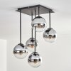 Gastor Plafonnier, Boule lumineuse Chrome, Clair, Fumé, 5 lumières