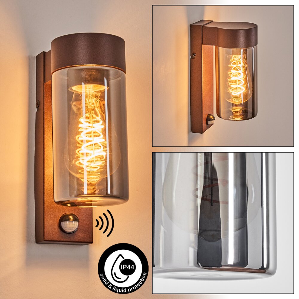 Encoberta Luminaire extérieur, Lampe murale d´extérieur Rouille, 1 lumière, Détecteur de mouvement main product photo