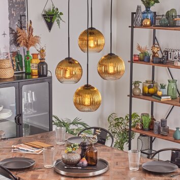 Koyoto Suspension, Boule lumineuse 35 cm Or, Clair, 4 lumières