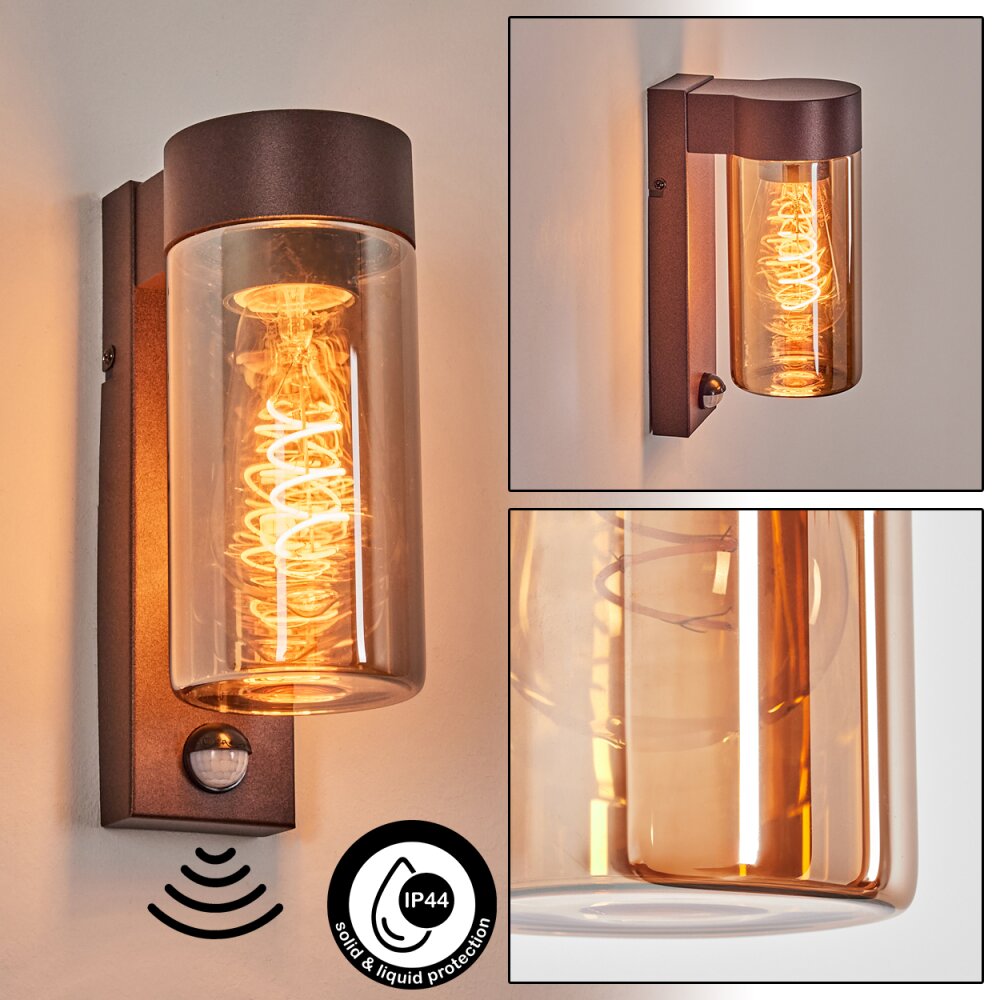 Encoberta Luminaire extérieur, Lampe murale d´extérieur Rouille, 1 lumière, Détecteur de mouvement main product photo