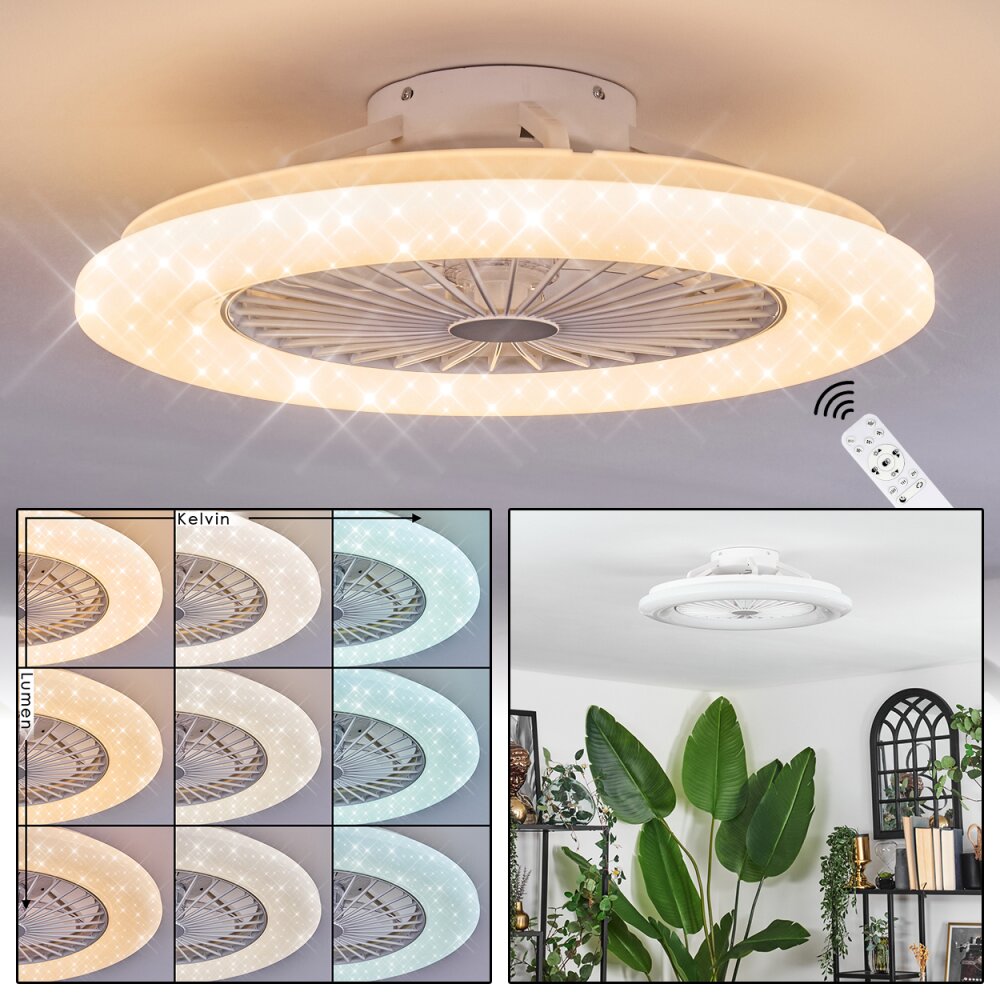 Benasal Plafonnier, Ventilateur de plafond lumineux Blanc, 1 lumière, Télécommandes main product photo
