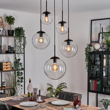 Gastor Suspension, Boule lumineuse 45 cm Noir, 5 lumières