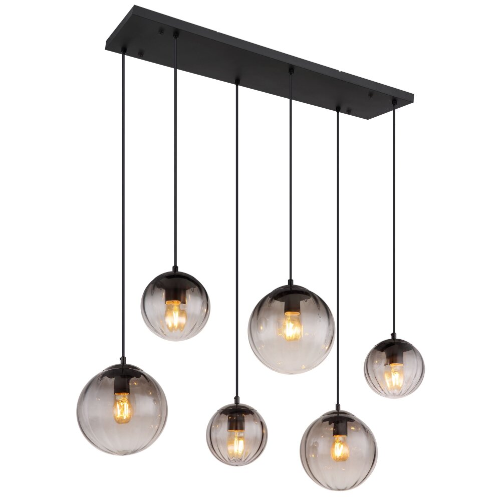 DALLERTA Suspension Luminaires Globo Lighting Noir, 6 lumières main product photo
