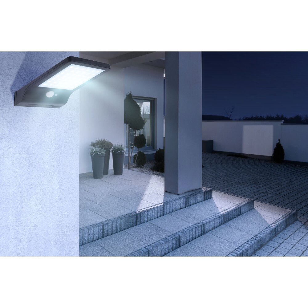 SOLAR Lampe murale d´extérieur, Lampe solaire Luminaires Globo Lighting LED Noir, Transparent, 42 lumières, Détecteur de mouvement main product photo