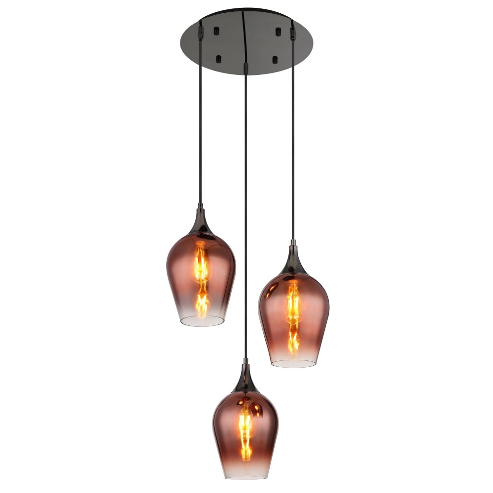 Lavus Suspension Luminaires Globo Lighting Chrome, Noir, 3 lumières main product photo