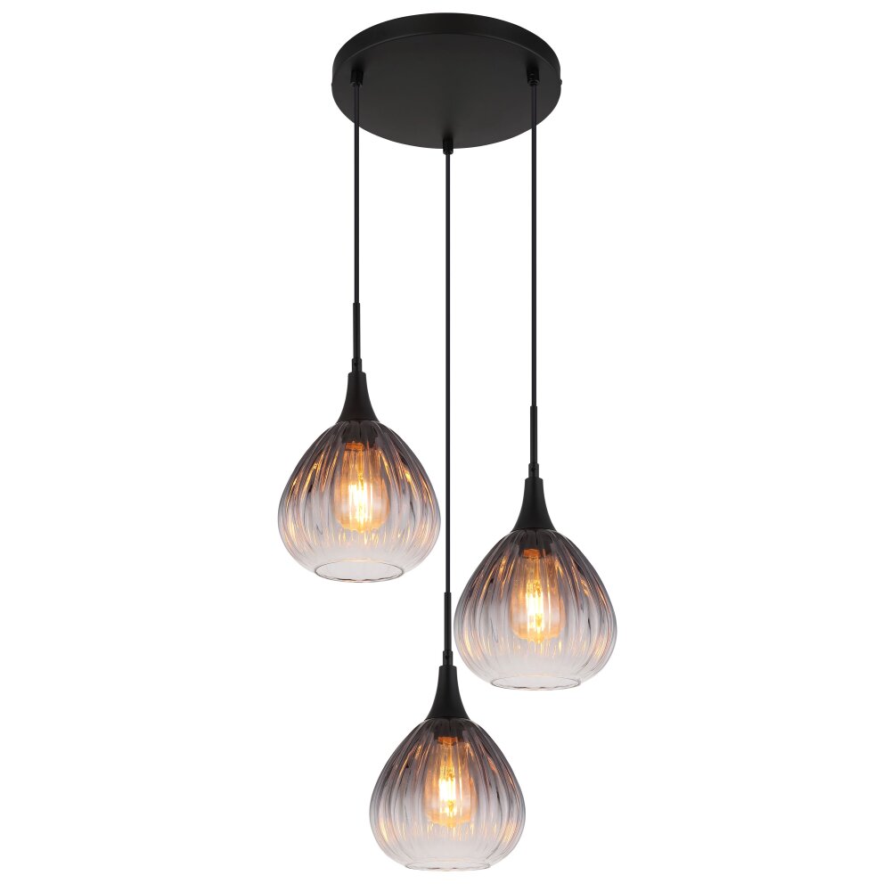 Olsen Suspension Luminaires Globo Lighting Noir, 3 lumières main product photo