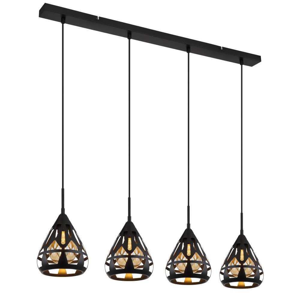 Hassan Suspension Luminaires Globo Lighting Noir, 4 lumières main product photo