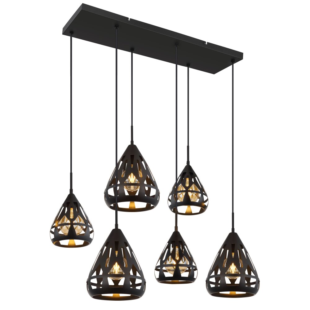 Hassan Suspension Luminaires Globo Lighting Noir, 6 lumières main product photo