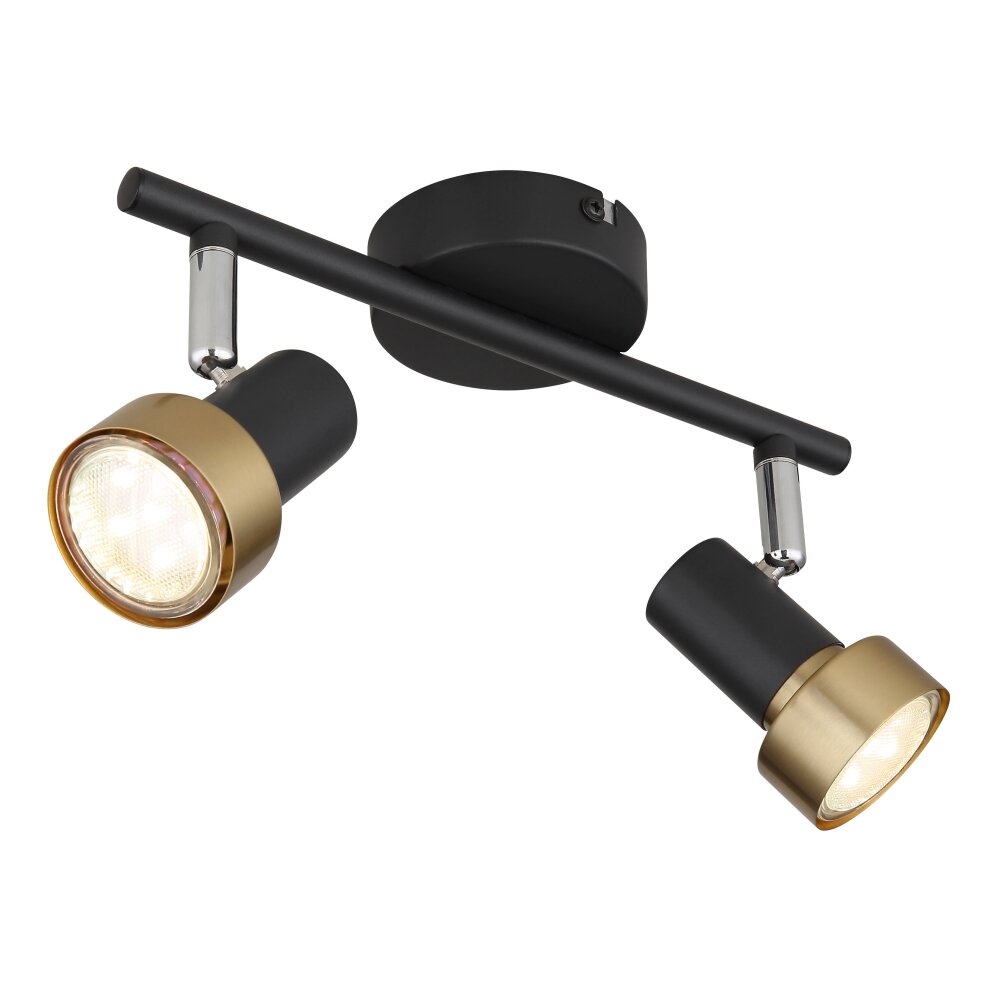 Mason Plafonnier, Spot de plafond, Applique murale, Spot mural Luminaires Globo Lighting Chrome, Noir, 2 lumières main product photo